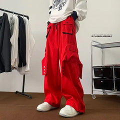 Fashionable Trendy Artistic Solid Color Straight-leg Casual Pants Loose Hip Hop Style For Men Spring Autumn Youth Trend voguable