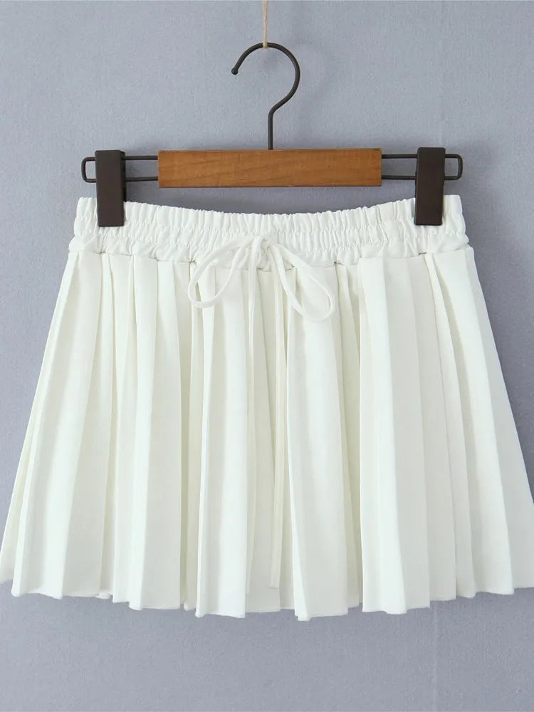 2025 Fashion Sweet New Skirt Solid Color All-match Pleat Skirt Korea Chic Elastic Waist Summer Short Skirt Female Clothing voguable