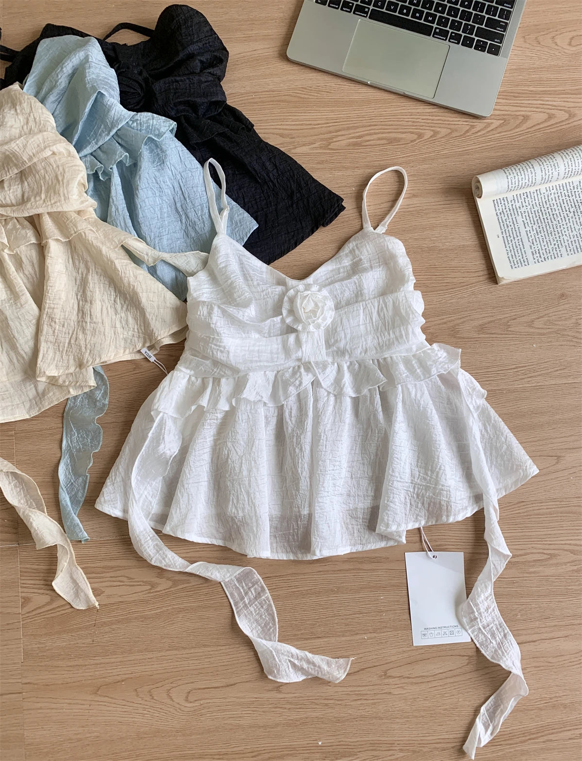 Voguable  Summer Women Sweet Halter Top Cute Core Gyaru French Vintage Camisole Coquette 2000s Aesthetic Ruffle Mori Girl Hot Sexy Kawaii voguable