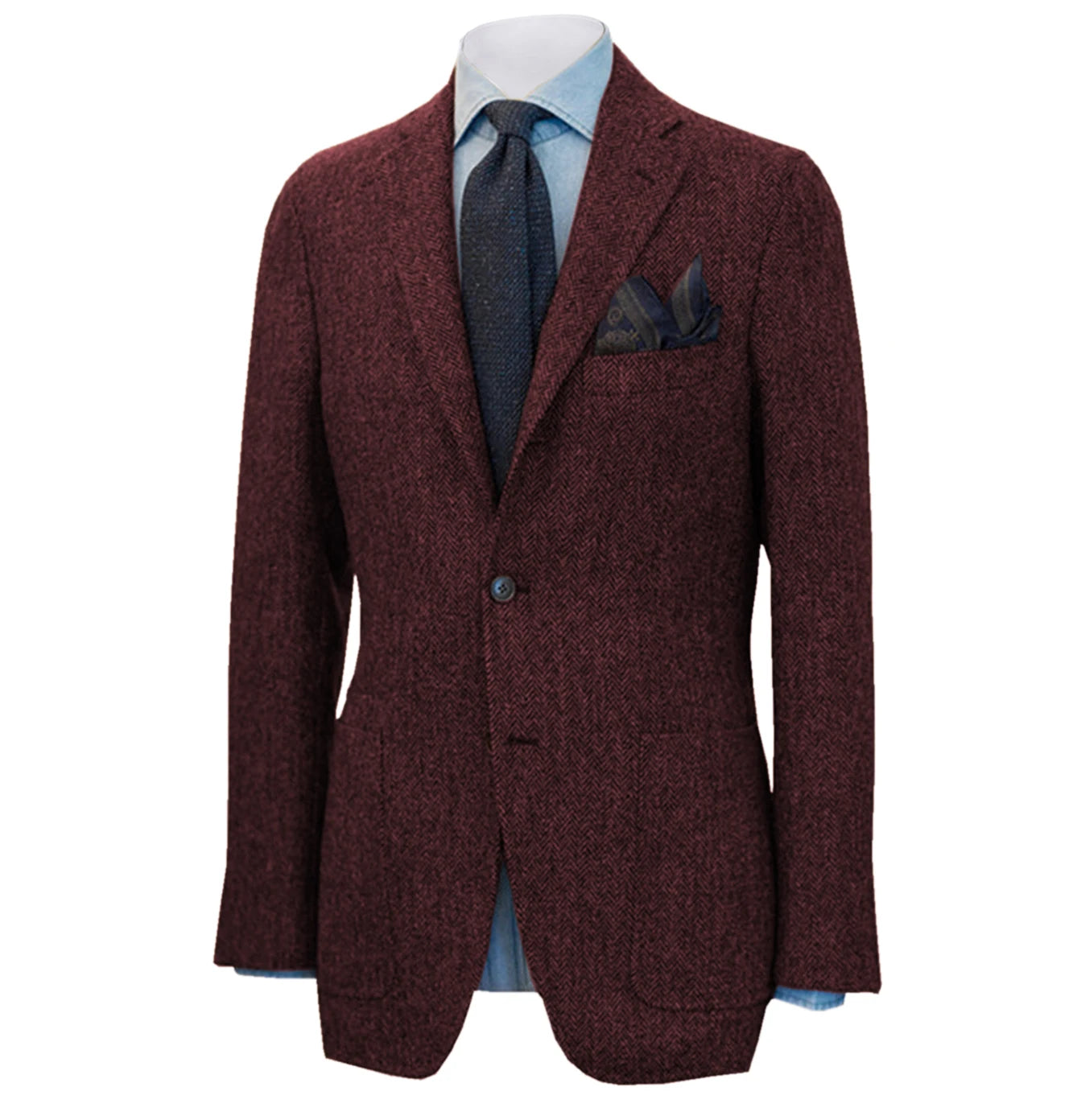 Men's Suit Brown Blazer Prom Tuxedos Herringbone Wool Tweed Single Breasted Formal Bussiness Jacket for Wedding（Only Coat） voguable