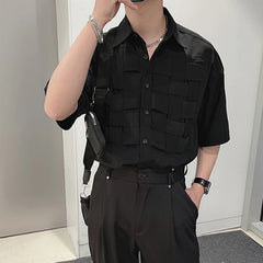 Summer Clothing Men's Light Luxury Draped Knit Shirts Retro Leisure Chic Button-down Short Sleeve Korean Popular Clothes voguable