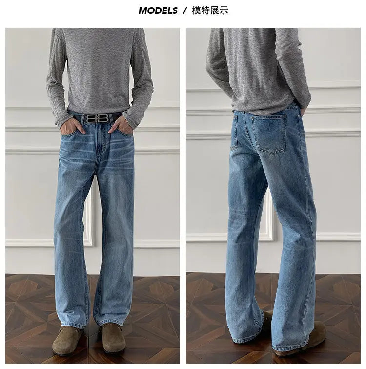 Autumn jeans Mens Classic Straight Leg Jeans Blue Washed Denim Trousers Wholesale Fall Fashion Casual Pants voguable