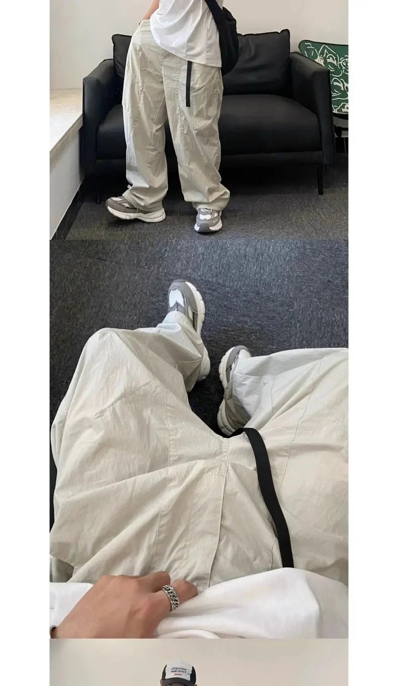 American Retro Mountain Outdoor Quick-drying Pants Men's Function Thin Cool Solid Color Cityboy Loose Casual Trousers Aesthetic voguable