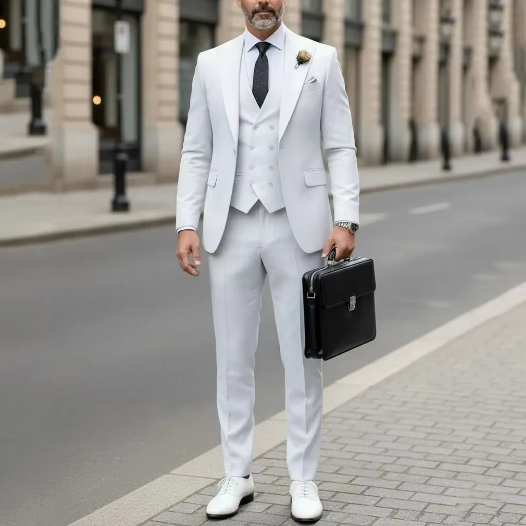 Voguable  Men Suit Gray 3 Pieces Jacket Vest With Pant Solid With Lapel For Wedding Groom Party Prom Birthday Banquet Business Work Set voguable