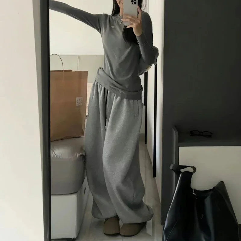 Winter Fleece Harem Pants for Women Y2K High Waist Oversized Loose Sweatpants Fashion Streetwear All-Match Drawstring Trousers voguable