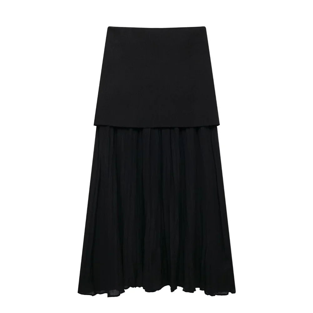 Autumn New Women's Clothing Style Slimming Asymmetric Design Knitted Coat Small Folded Splicing Skirt Set Pbong