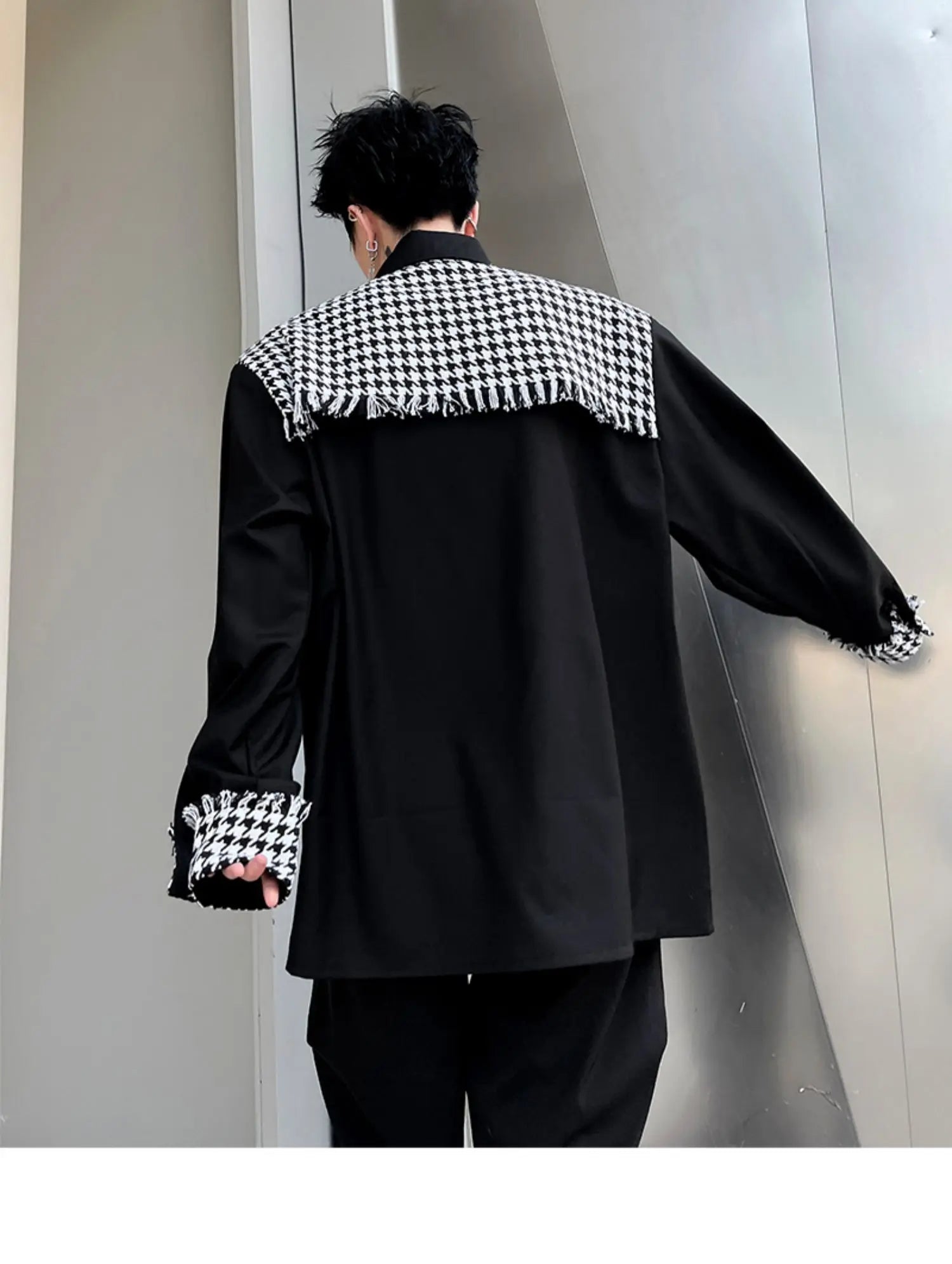 Voguable Plaid Patchwork Design Long Sleeve Shirts Men's 2024 Fashion High Street Original Loose Casual Tops Spring Korean voguable