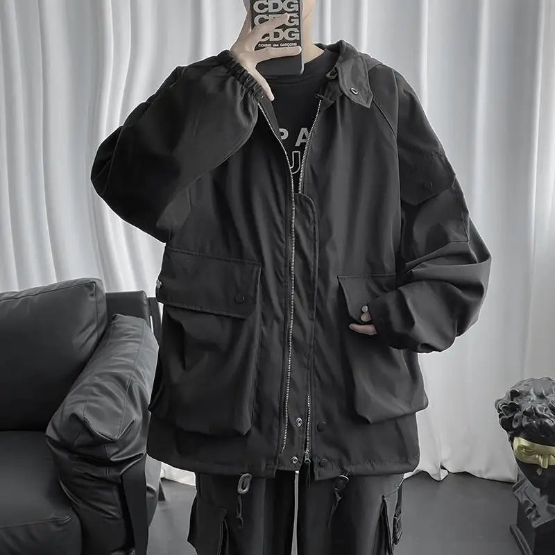 Fall Winter Thickened Work Jacket Korean Style Trendy Hooded Jacket Men 2025 New Versatile Loose Fashion Top Aesthetic Urban voguable