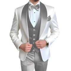 Voguable  Luxury Men's Suit Jacket Pants 2 Piece Peak Lapel  Business Men Thin Stripe Suit For Groom Wedding Single Breasted Suit voguable