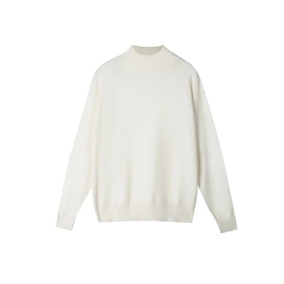 Men's Light Luxury Knit Mock Neck Sweater Autumn Winter Fashion Korean Long Sleeve Streetwear Leisure All-match Knitwear voguable