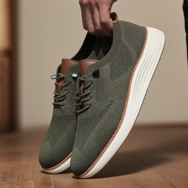Voguable  Men Casual Walking Shoes Breathable Mesh Knit Sneakers Hot Selling Bestselle Lightweight Non-slip Flat Lace Up Running Shoes Men voguable
