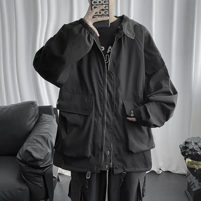 Fall Winter Thickened Work Jacket Korean Style Trendy Hooded Jacket Men 2025 New Versatile Loose Fashion Top Aesthetic Urban voguable