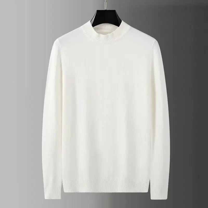 2023 Autumn and Winter New Men Clothes Half Turtleneck Knitted Sweater Men Loose Korean Fashion Solid Color Bottoming Sweaters voguable