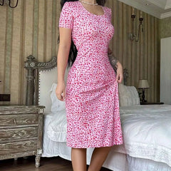 Voguable  Europe and America summer and autumn hit fashion fashionable casual floral French slim dress for women voguable