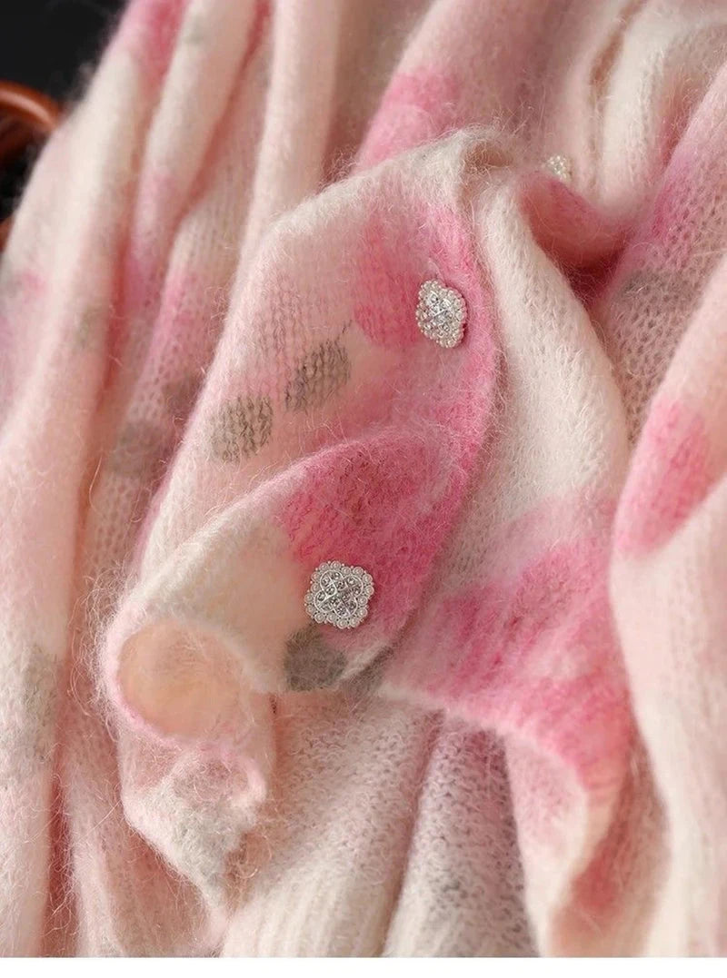 Elegant Floral Sweet Cardigan Sweaters Women Long Sleeve Lazy Wind Vintage Knitted Coats Fall New O Neck Single Breasted Tops voguable