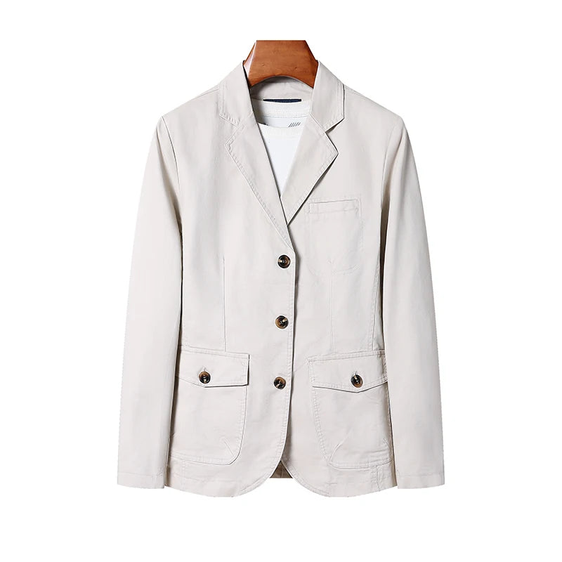 Men's Premium Suit Jacket Spring Autumn Casual Workwear Pure Cotton Jacket Men's Korean Version Slim Fit Loose Plus Size Suit voguable