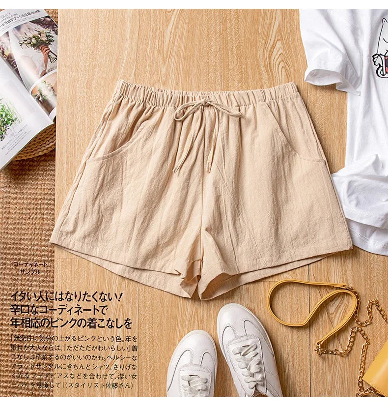 Casual Linen Shorts Women Gym Workout Shorts Cotton Short Pants High Waisted Black Ladies Short Femme Women Shorts Sport Femme voguable