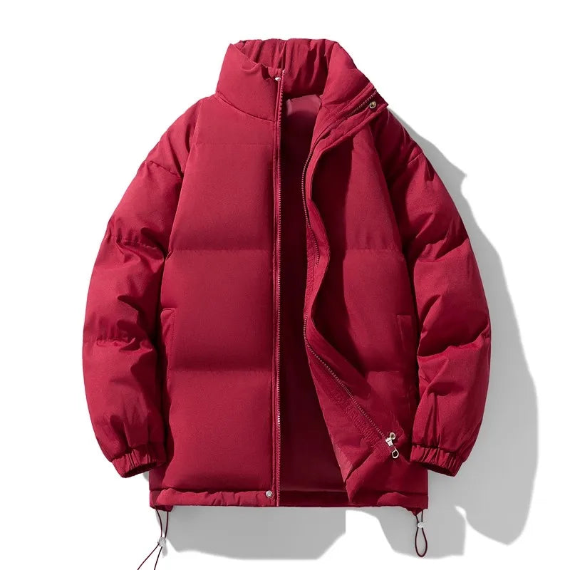 New Winter Stand Collar Parkas Men Fashion Casual Warm Jacket Solid Outdoor Windproof Streetwear Coats Couple Thick Loose Parkas voguable