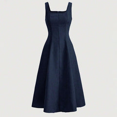 Dresses Summer French Elegant Fashion Simple Sleeveless Square Neck A-Line Midi Party Dresses For Women voguable