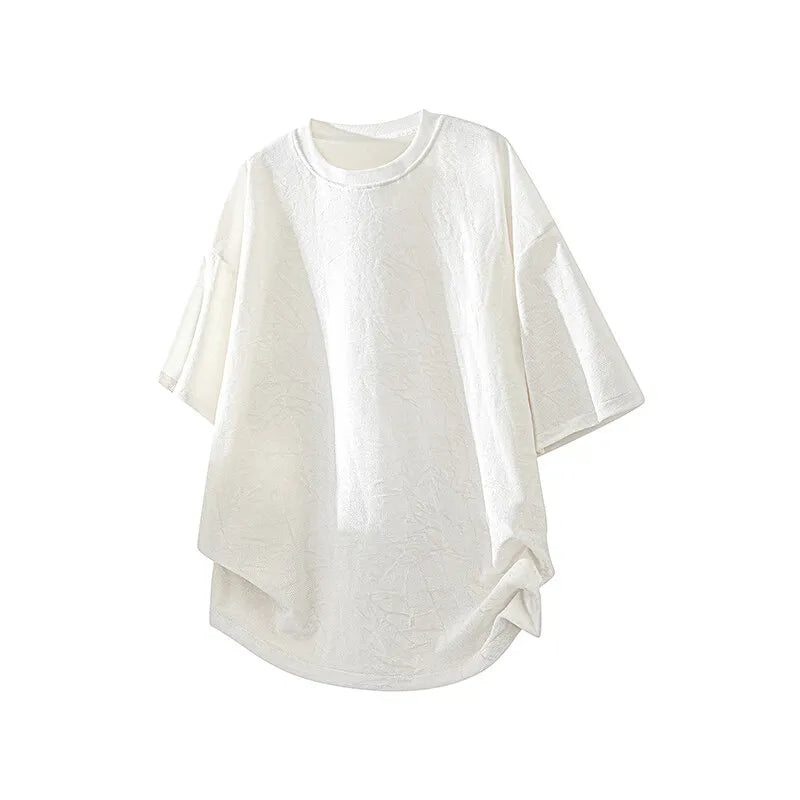 New Mens Loose Fit Round Neck Tshirt Soft Drape Fabric Short Sleeve Casual Top Trendy Streetwear Breathable Lightweight Tee Hot voguable