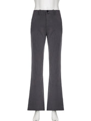 Voguable Low Waist Wide Leg Suit Pants Women Old Money Style Korean Fashion Baggy Trousers Female Office Wear Elegant Gray Pants voguable