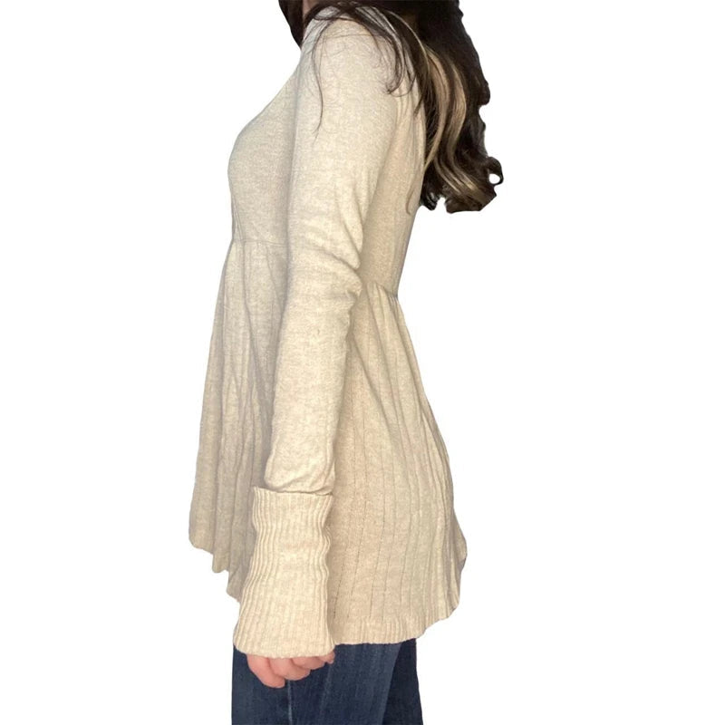 Vintage Babydoll Tops Pullovers Lady Aesthetic Coquette Knit Sweaters Outfit Autumn Square Neck Long Sleeve Knitwear Jumpers Y2k voguable