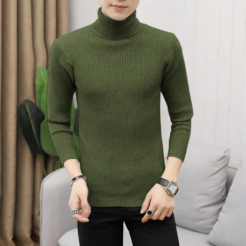 Autumn and Winter  Men's Turtleneck Sweater Male  Version Casual All-match Knitted  Sweater voguable
