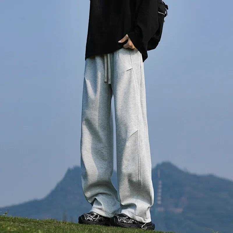 Mens Casual Sweatpants Loose Fit Straight Leg Elastic Hem Adjustable Stretchable Joggers Trousers Outdoor Lounge Comfort Pants voguable
