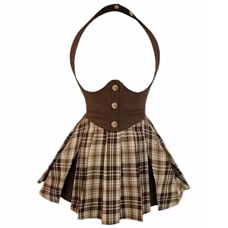 Voguable Autumn College Style JK Uniform Set Slim Shirt with Striped Tie Y2K Girls High Waist A- Line Pleated Skirt Fashion Suit voguable