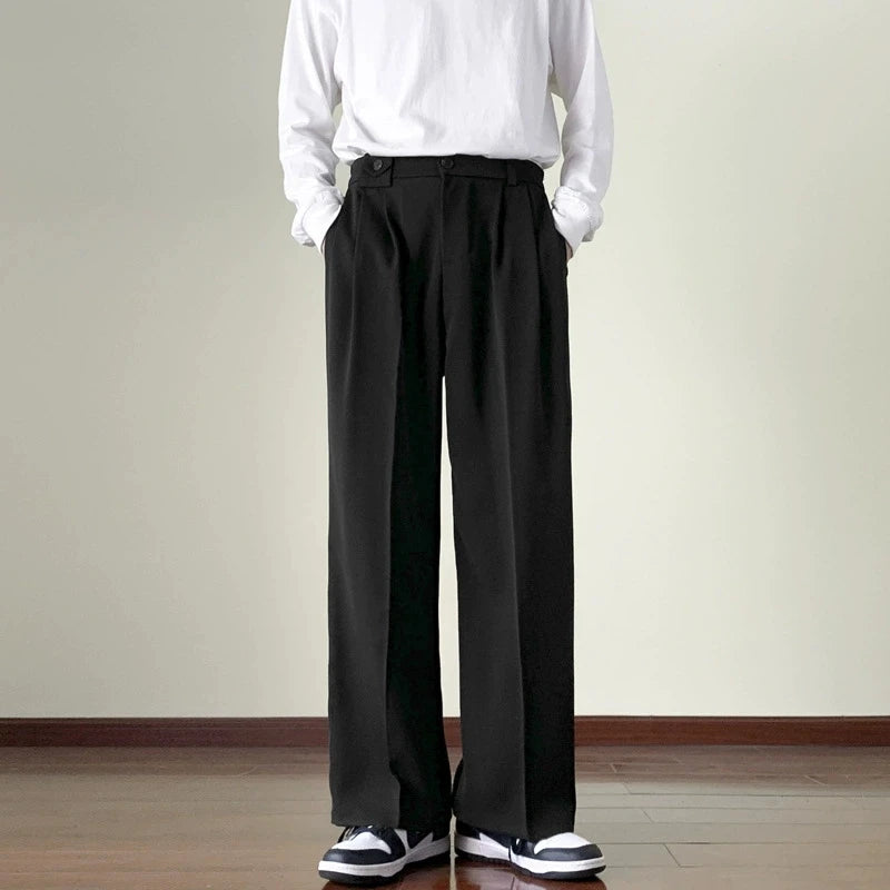 New Fashion Male Suit Pants Light Luxury Draped Cropped Button-down Business Casual Pants Premium Slim-fit Elegant Dress Trouser voguable
