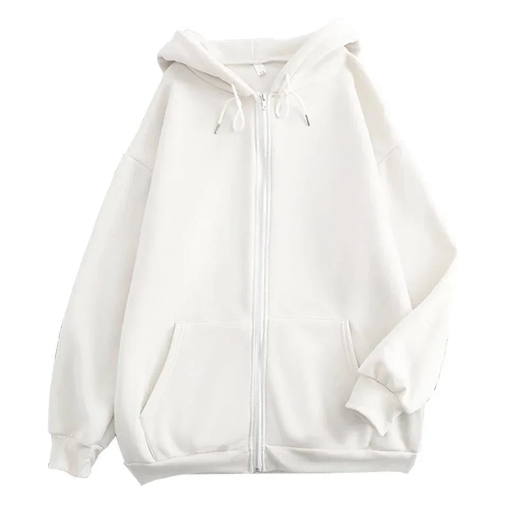 Autumn Trendy Men's Hoodie Solid Color Zip Up Loose Jacket Coats Casual Long Sleeve Hooded Sweatshirt Outdoor  Male Clorhes voguable