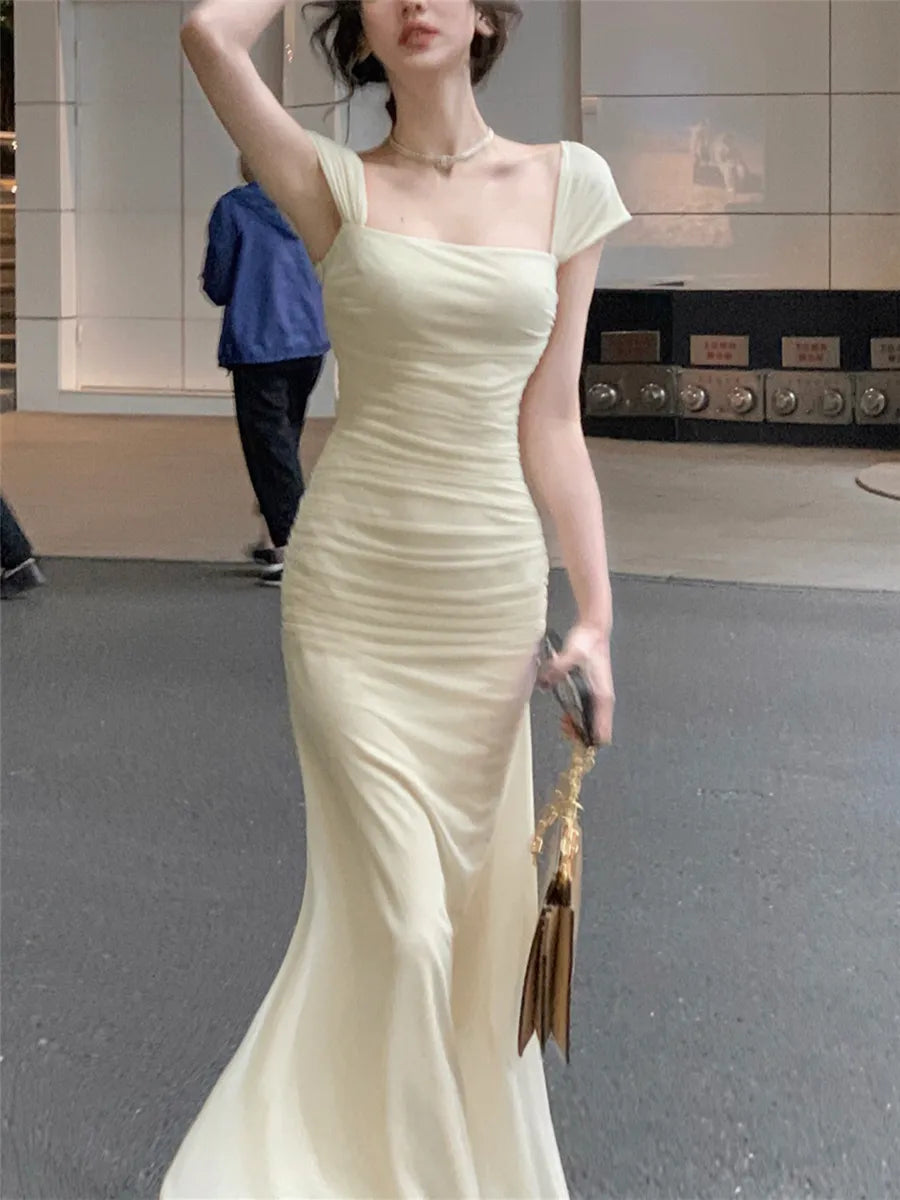 Dress Women Elegant Summer New Fashion Evening Party Ladies Vestidos Vintage Bodycon Clothes Female Korean Midi Dresses voguable