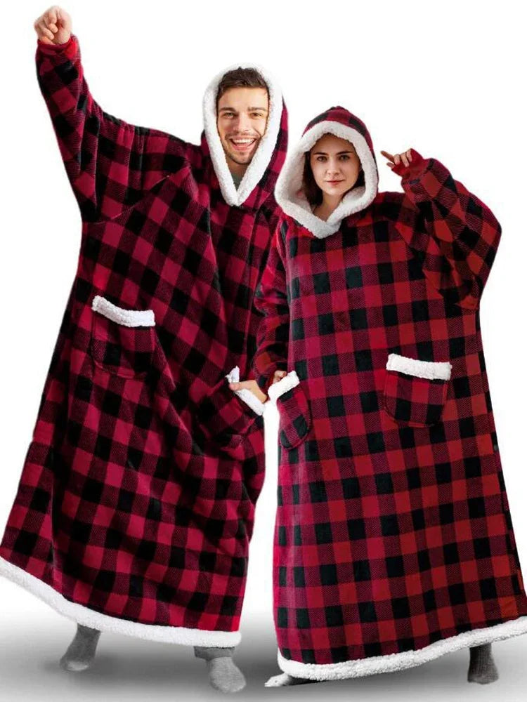 Oversized Hoodie Blanket Women Winter Warm Plush Hoodies Sweatshirt Men Loose Casual Super Long TV Blanket Giant Hoodie Blankets voguable
