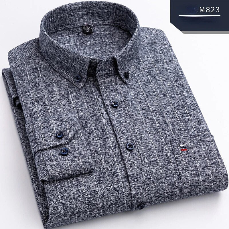 Pure Cotton Men's Plaid Shirt Long Sleeve Regular Fit Men Casual Oversized Shirt Leisure Autumn Male Blouse New Plus Size voguable