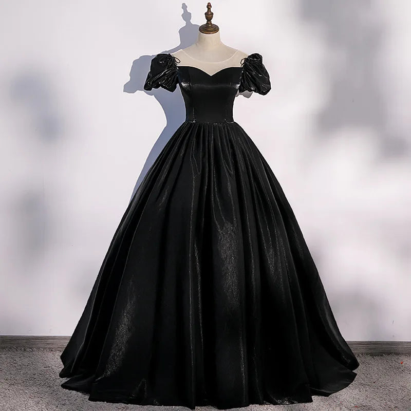 Voguable  Puff Sleeve Evening Dress Princess Dress Temperament Bride Simple Wedding Dress Host Long Dresses Wedding Dresses for Women voguable