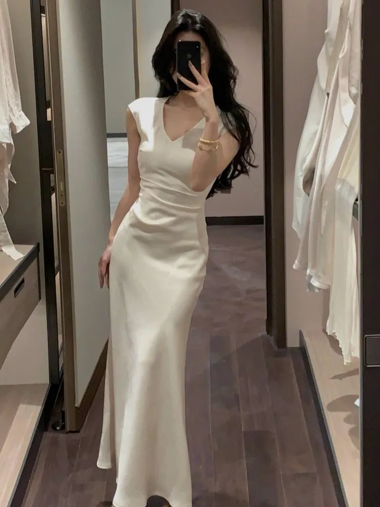 Summer Fashion Elegant Women Sleeveless Solid Chic Bodycon Birthday Vestidos Female Vintage Clothes New voguable