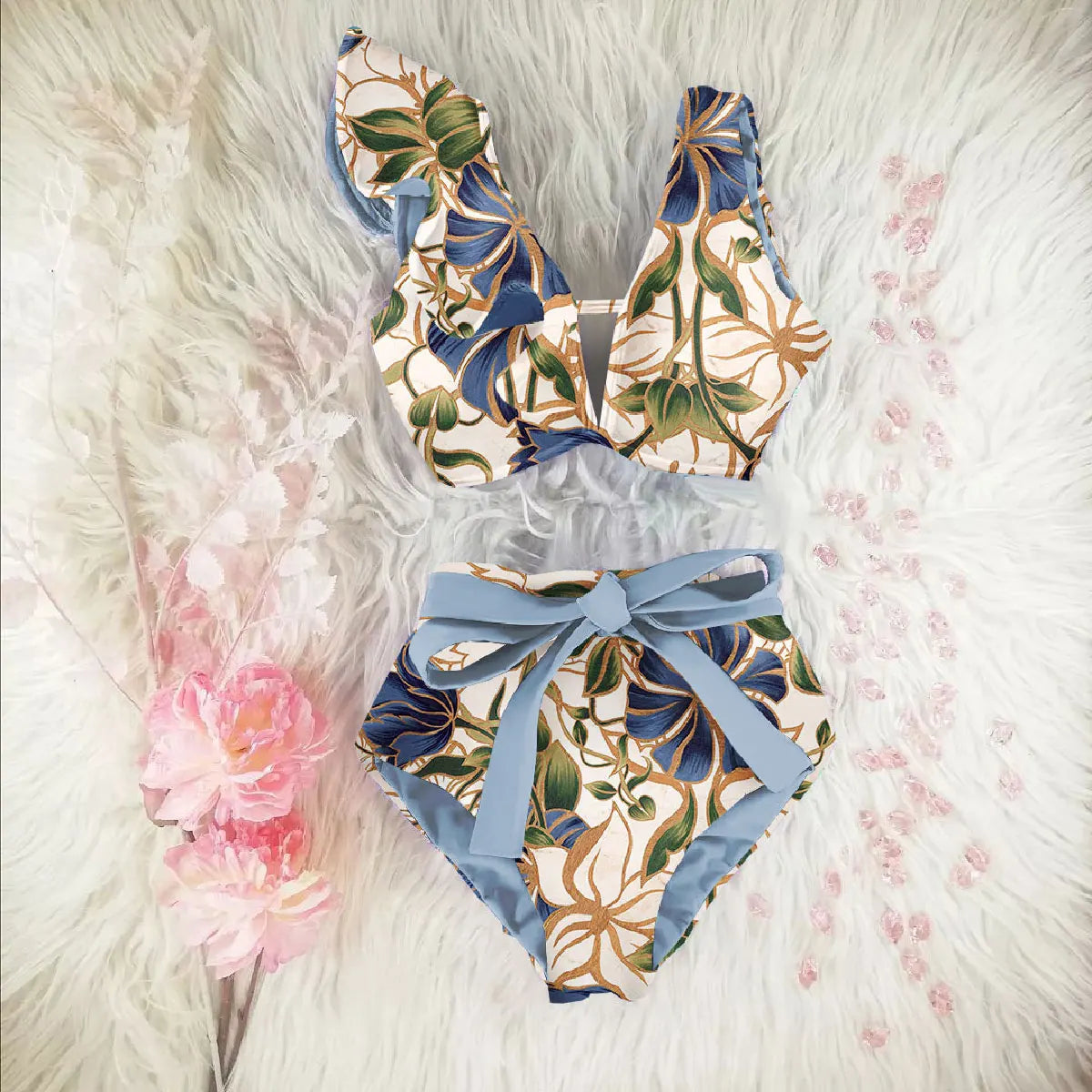 New High Waist Bikini Swimwear Women Swimsuit Push Up Bikinis Women Bathing Suit Biquini Ruffle Bikini Summer Beach Wear voguable