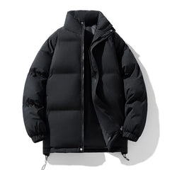 New Winter Stand Collar Parkas Men Fashion Casual Warm Jacket Solid Outdoor Windproof Streetwear Coats Couple Thick Loose Parkas voguable