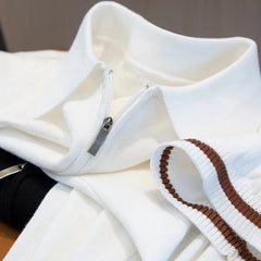 New Men's Clothing Light Luxury Business Knit Zipper Polo Shirt Leisure Short Sleeve Korean Popular Clothes Retro Knitwear M-3XL voguable