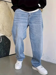 Voguable  Mens' Fashionable Straight Leg Jeans - Loose Fit, Casual Trend, Hip-Hop Street Dance Inspired, Skateboard Cycling Sports Style voguable