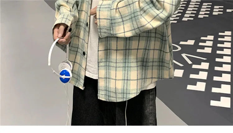 Loose Long Sve Plaid irt Men's Casual Sle Spring Autumn Harajuku Faion Couple Outerwear Comfortable Breathable voguable