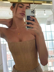 Mesh Backless Summer Vest Female Elegant Luxury Patchwork Strapless Solid Slim Streetwear Inner Sexy Y2k Tank Top Women's voguable