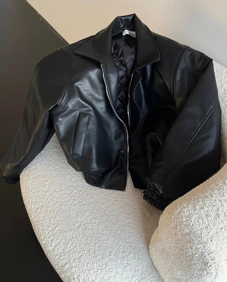 Mauroicardi Spring Autumn Cool Oversized Short Black Soft Pu Leather Jacket Men Zipper Luxury Designer American Vintage Clothes voguable
