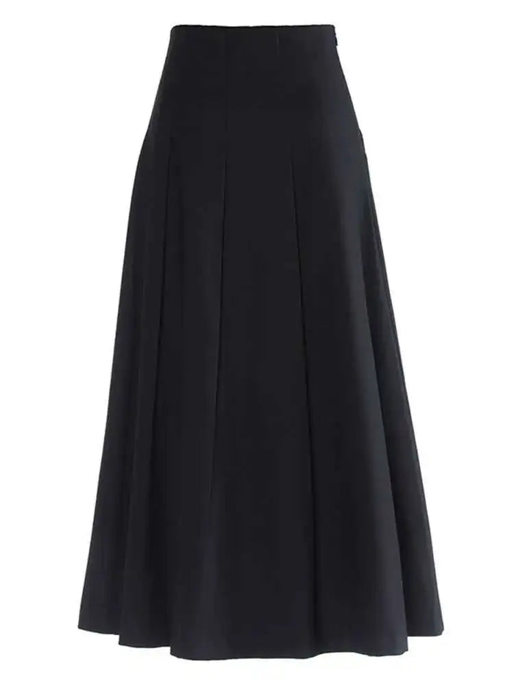 French Solid Ruffled Skirt Diamonds For Women High Wasit Causal Loose Mid Length Skirts Female Fashion New voguable