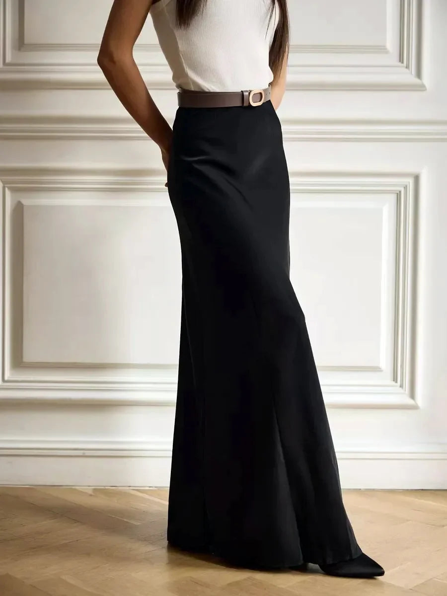 Casual Satin Women'S Skirt Spring Summer Fashion Loose High Waist Maxi Skirts Elegant Simple Slik Fishtail Skirt voguable