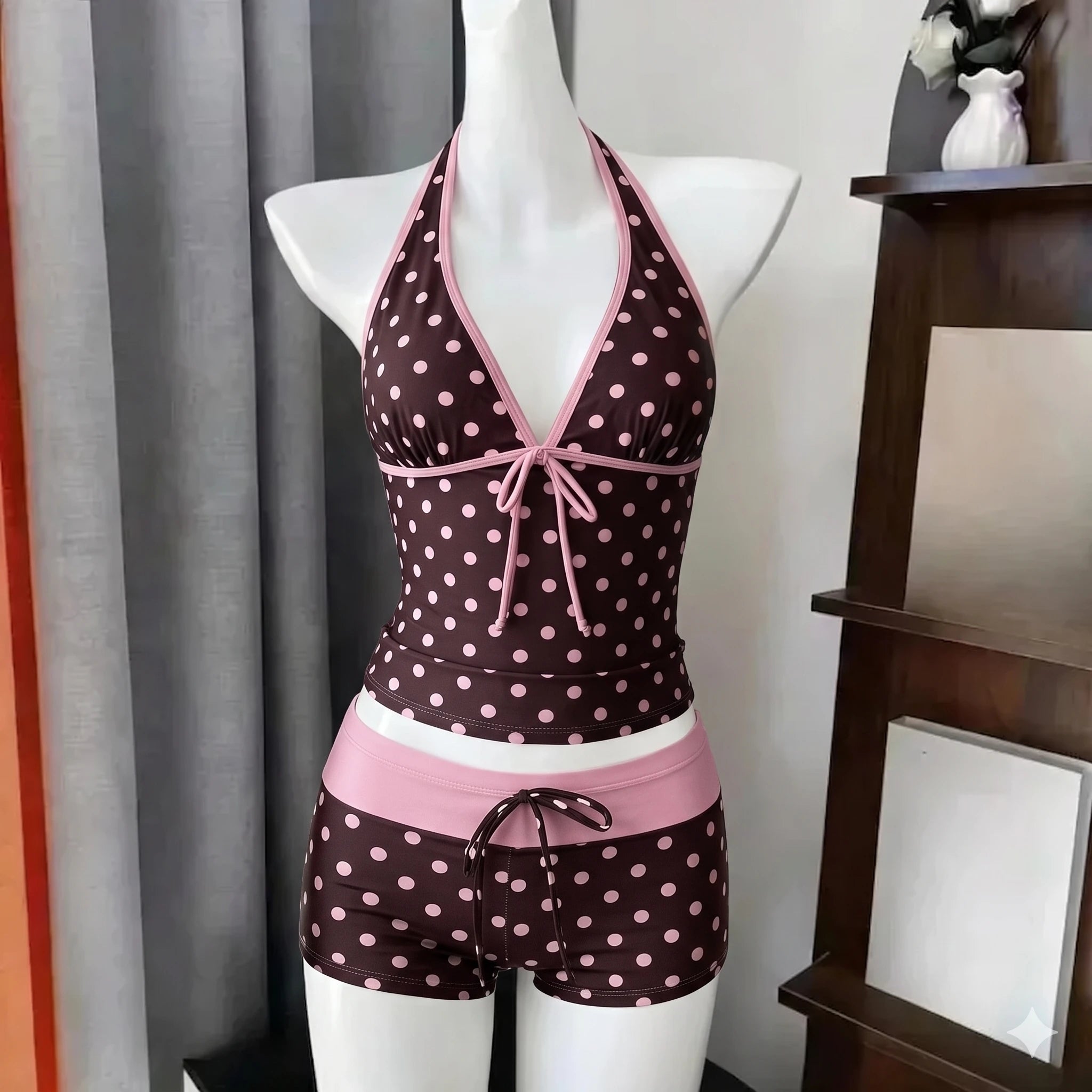 Voguable  Fairy Sweet High Waist 4-Piece Split Bikini Set For Women Print Trendy Swimwear Chic Beach Vacation Summer Party Fashion voguable