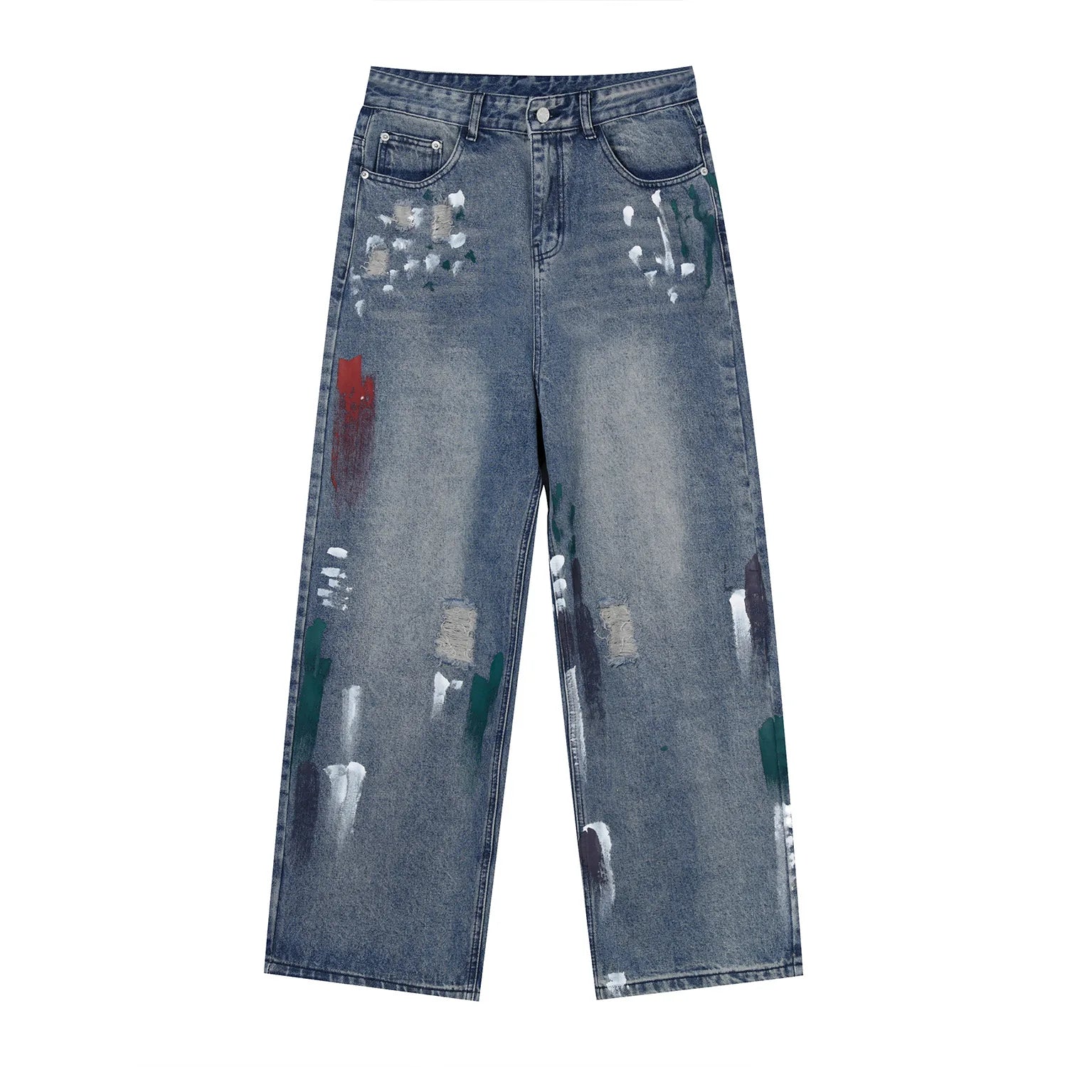 Voguable Oversize Graphic Jeans Y2k Men Ripped Jeans Pants With Print Blue Denim Trousers Male Punk Japanese Streetwear Hip Hop voguable