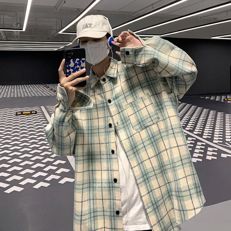 Loose Long Sve Plaid irt Men's Casual Sle Spring Autumn Harajuku Faion Couple Outerwear Comfortable Breathable voguable