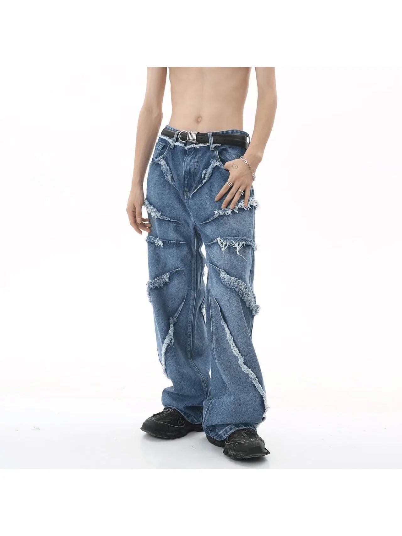 Voguable  Y2K Punk Women Flare Jeans High Waist Light Blue Washed Denim Pants Metal Stud Decoration Fashion Boot Cut Denim Trousers voguable