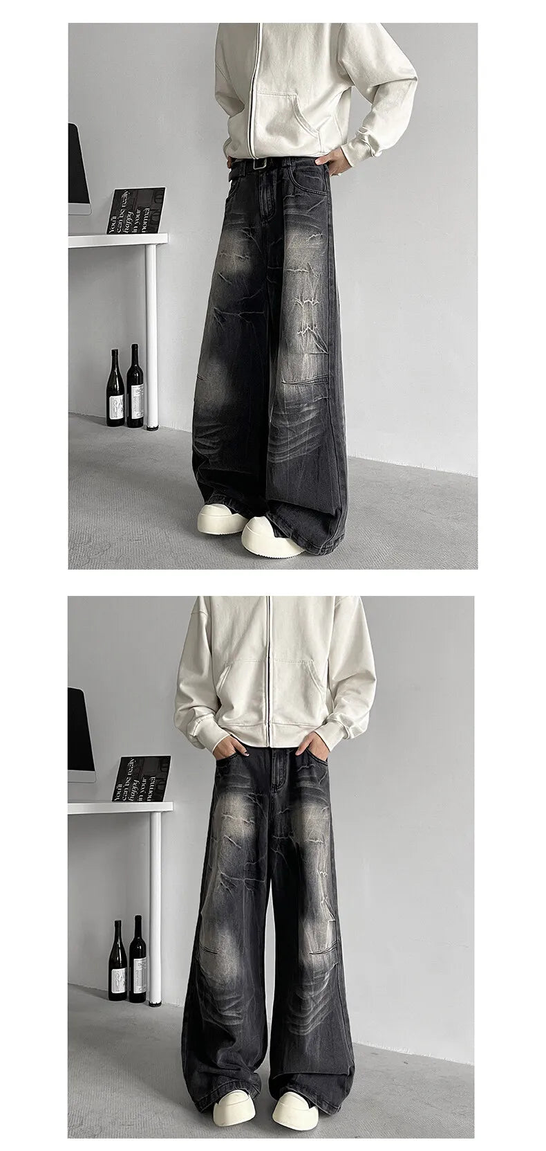 Jeans Men baggy Wide Leg Washed Marble Jeans Vintage Comfort Denim Pant Relaxed Fit Casual Trousers Trend Streetwear Urban Style voguable